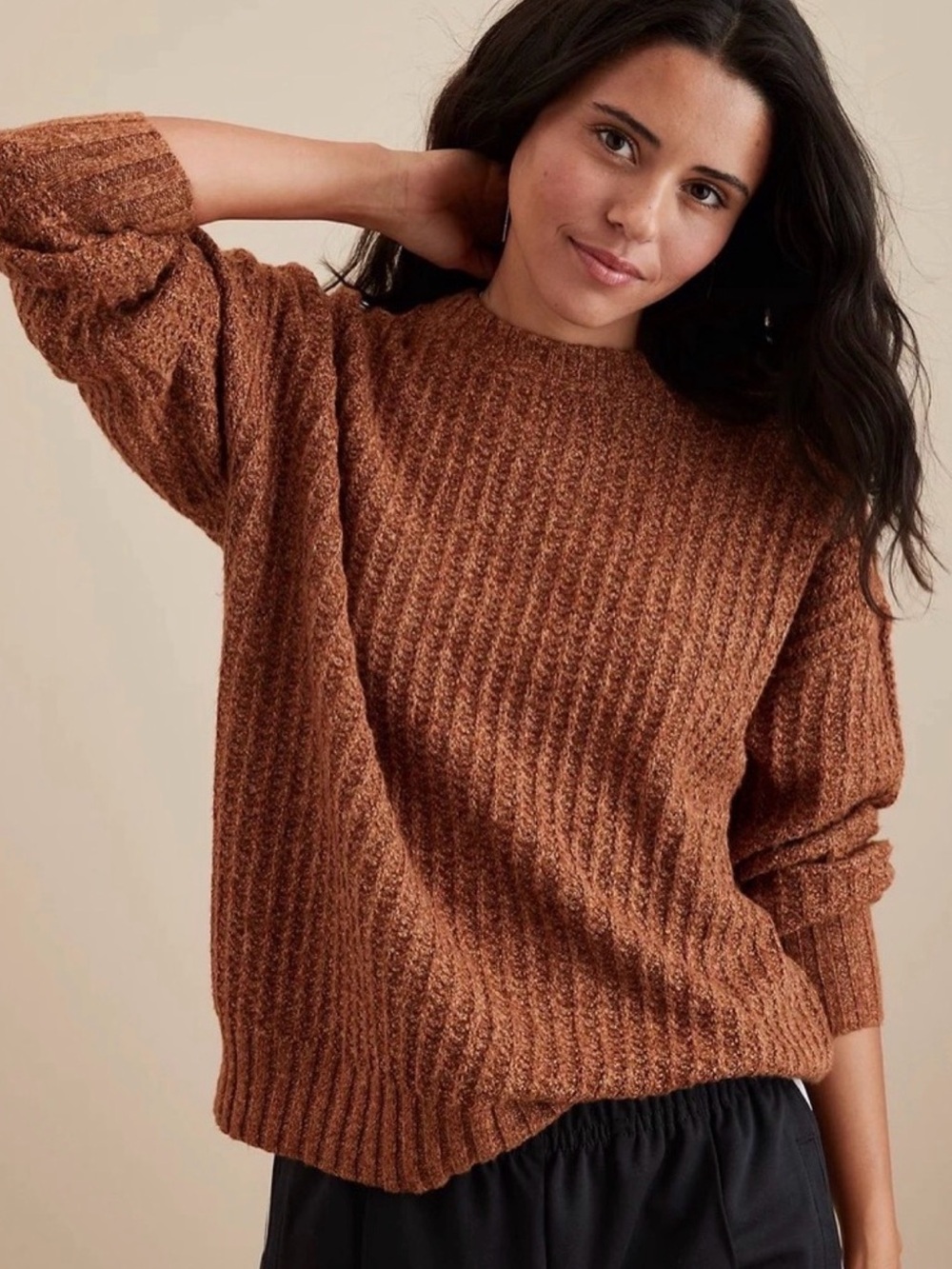 American Eagle Outfitters Chunky Crewneck Sweater in Brown